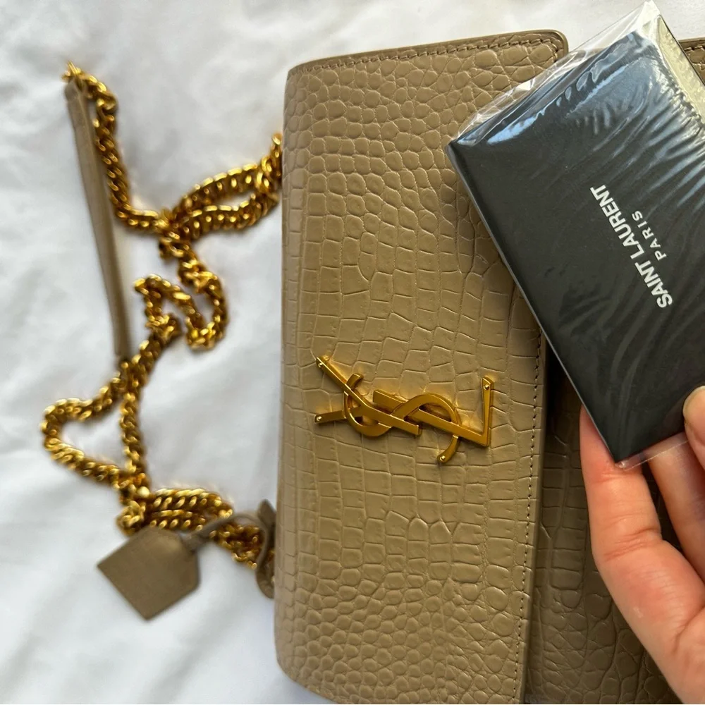 Saint Laurent Sunset Medium Croc Embossed Bag - Picture 14 of 15